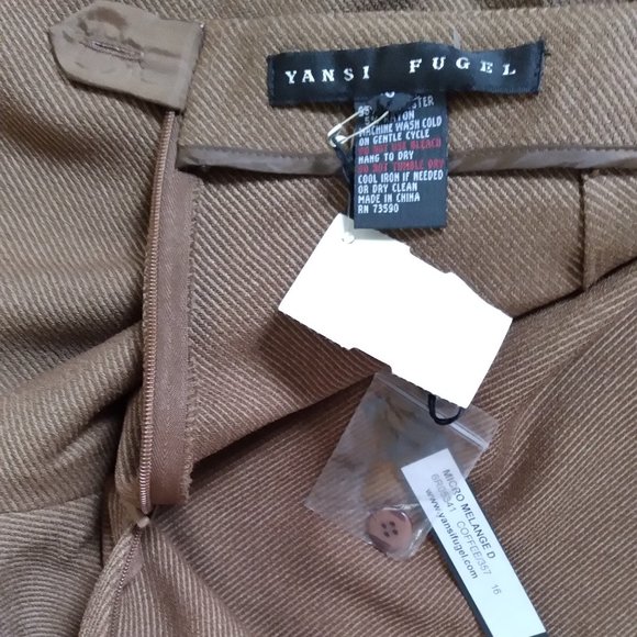 YANSI FUGEL Trousers Pants16 US / 46 EUR New w/tag $210 Coffee Brown Poly Rayon - Picture 6 of 12